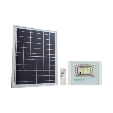 V-TAC 12W LED headlight with solar panel and remote control, replaceable battery 6400K white - 10405