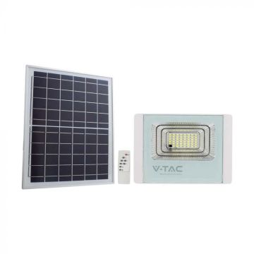 V-TAC 20W LED spotlight with solar panel and remote control, replaceable battery 4000K white - 10408