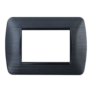 Ettroit LN85314 3-seater plate 3P black satin SPACE series compatible with BTicino Livinglight