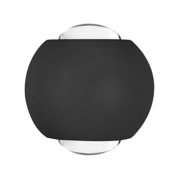 V-TAC VT-2502 2W LED spherical wall lamp double light beam 4000K black color IP54 - SKU 10586