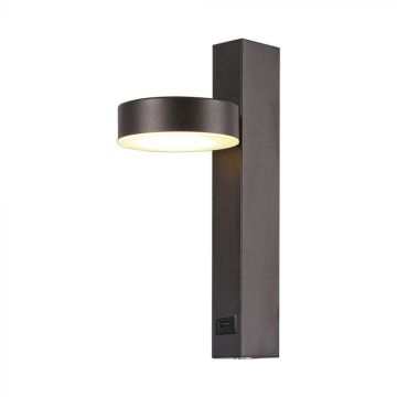 V-TAC 8W LED Wall Light Metal with USB Port Round Design - 180° Adjustable Light Beam Black 3000K - 23405