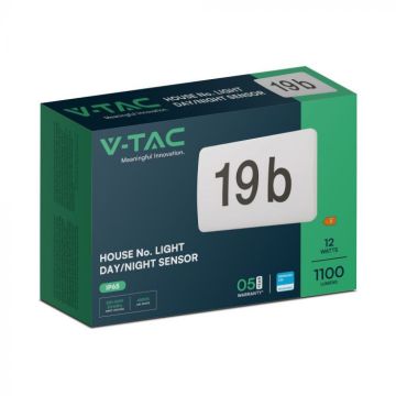 V-TAC PRO LED house number wall lamp Rectangular 12W 3in1 IP65 - 23422