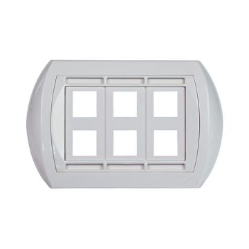 Universal plate 6 RJ45 outputs KEYSTONE hook white color Fanton 23953
