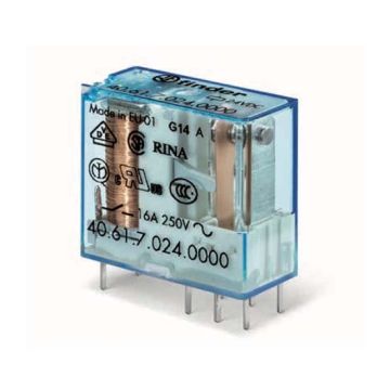 Mini Relay Finder for PCB 1 changeover plug-in 16A coil 24V DC continuous 406190240000