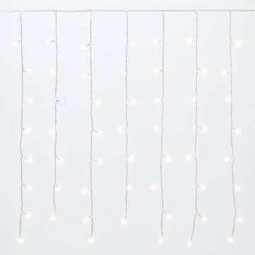 ETTROIT 216 LED Curtain Lights, 5M, White Light, White Cable, IP65, Extendable, Flash Effect, With alternating length wires (from 3 to 12 cm) for a dynamic effect