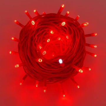 ETTROIT 100 LED String Lights, 10M, Red Light, Red Cable, IP65, Extendable, White Flash Effect, Christmas Garland, Shops, Balcony