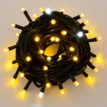 ETTROIT 100 LED String Lights, 10m, Yellow Light, Black Cable, IP65, Extendable, White Flash Effect, Christmas Garland, Shops, Balcony