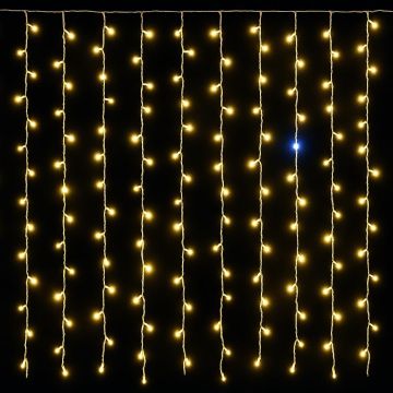 ETTROIT 200 LED String Lights, 5m, Yellow Light, White Cable, IP65, Extendable, Flash Effect, With 50cm Uniform Wires, Christmas Garland, Shops, Christmas Balcony