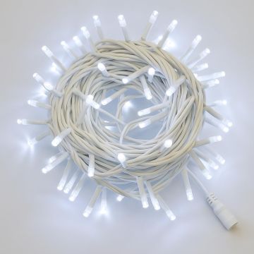 ETTROIT 100 LED String Lights, 10m, White Light, White Cable, IP65, Extendable, Total Flash Effect, Christmas Garland, Shops, Balcony