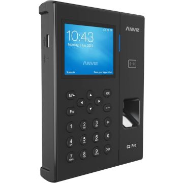 Anviz C2PRO-POE Autonomous biometric reader Time and Attendance Detection, Biometric, Rfid Card and Pin, Linux, 3.5&quot; TFT Display, TCP/IP PoE, Wifi, Black