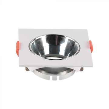 V-TAC VT-932GU10 white square spotlight holder with chrome reflector - 6653