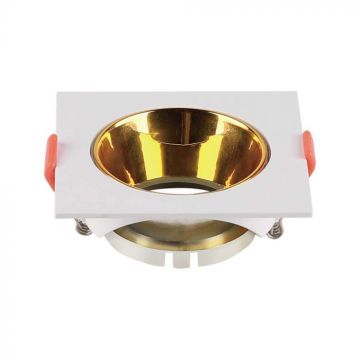 V-TAC VT-932 GU10 spotlight holder Square white with gold reflector 85x85x40mm