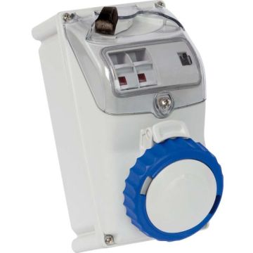 FANTON Wall interlocked socket KEY BLOCK2P+T 16A 200-250V 6h IP67 with fuse holder - 73350