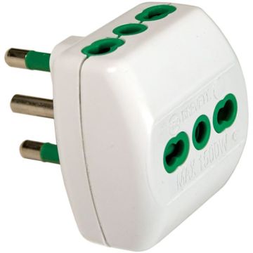 FANTON VERTICAL SYSTEM triple adapter Italian plug 2P+E 16A with 3 bypass sockets - 87180