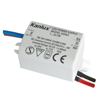 LED power supply Max 3W 0.04A IP20 Kanlux ADI 350 1x3W Cod.01440