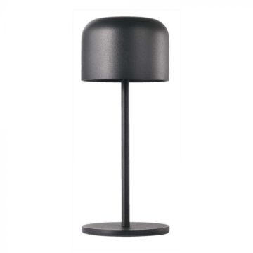 V-TAC VT-1181 LED Table Lamp 1.5W CCT 3in1 Black Color Rechargeable with USB C Touch Dimmable D86*H210mm IP54 - 10450