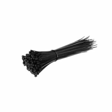 Cable tie nylon-66 clips for wiring 4.8x200mm black 100pcs V-TAC - sku 11177
