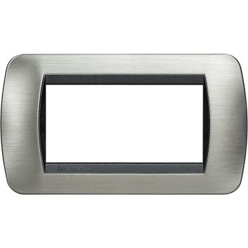 Cover plate Living International 4 modules - Brushed steel L4804ACS