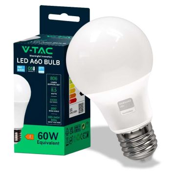V-TAC PRO VT-210 LED chip bulb Samsung SMD 8.5W E27 A60 Warm White 3000K - SKU 21228