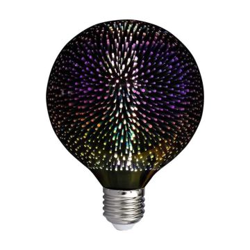 V-TAC VT-2223 3D effect globe led bulb 4W E27 G125 warm white filament 3000K in chromed glass - SKU 212706