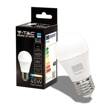 V-TAC PRO VT-290 6,5W LED Bulb Chip Samsung SMD E27 Mini Globe G45 cold white 6500K - SKU 21868