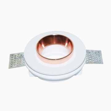 V-TAC VT-866 GU10-GU5.3 housing round recessed white gypsum with metal rose gold finish for Spotlights - sku 3147