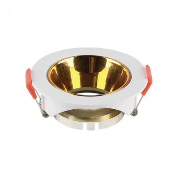 V-TAC VT-931 round recessed led spotlight GU10 white color with golden gold reflector sku 6648
