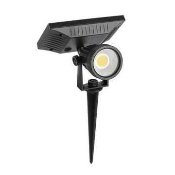 V-TAC 2W Round Solar LED Garden Spotlight with Spike 4000K IP65 Black 6661
