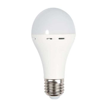 V-TAC VT-509 led bulb E27 9W with 3h battery shape A60 light 4000k emergency lamp usable as torch sku 7010