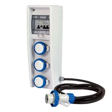 Ulisee 150 Distribution board with installed sockets with 3pcs CEE sockets and residual current circuit breakers power 3kW Fanton 74300