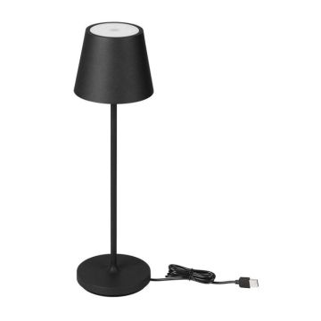 V-TAC VT-7522 LED Table Lamp 2W Warm White 3000K with 4400mA Battery Wireless Charging ON/OFF Button Dimmable Touch Color Black IP54 - SKU 7652