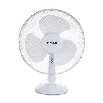 V-TAC VT-4017-3 40W 16" Desk Fan with knock-down 3-Blades Oscillation function white body IP20 - sku 7925