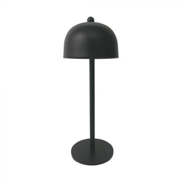 V-TAC VT-1052 LED Table Lamp 3W CCT 3in1 Black Color Rechargeable with USB C Touch Dimmable 115x300mm - 7985