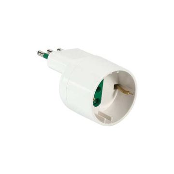One-way adaptor plug italian std. 2P+E 10A socket italian/german std. 2P+E 16A white color Fanton 82125
