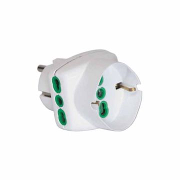 Three-way adaptor french/german std. 2P+E 16A 2 sockets italian std. 2P+E 16A 1 socket italian/german std. 2P+E 16A Fanton 82230