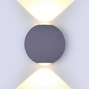 V-TAC VT-836 6W LED COB wall light day white 6000K aluminium grey round body IP65 - SKU 8306
