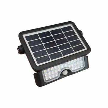 V-TAC VT-777-5 5W solar led floodlight with sensor slim black body day white 4000K - sku 8547