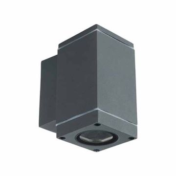 V-TAC VT-841 GU10 wall fitting 1 way square aluminium dark grey body IP44 – SKU 8626
