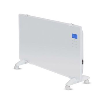 V-TAC VT-2002WRD 2000W Glass convector heater LCD Display with Touchscreen Timer fuction + IR remote control white aluminum IP24 - sku 8663