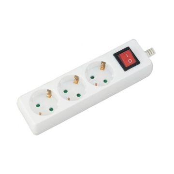 V-TAC VT-1113-2 Power Strip 3 Schuko Outlet 16A EU standard 3680W 1,5mt cable on/off light switch - sku 8762