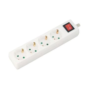 V-TAC VT-1114-5 Power Strip 4 Schuko Outlet 16A EU standard 3680W 5mt cable on/off light switch - sku 8765