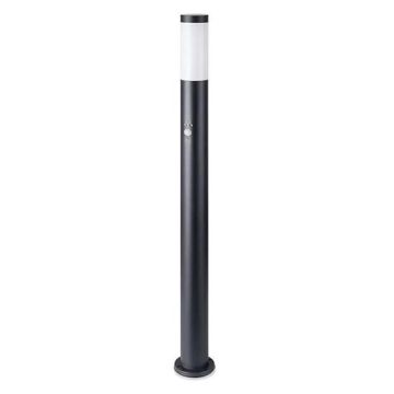 V-TAC VT-838 ground fixing Wall bollard lamp 110cm with PIR sensor stainless steel black body IP44 holder 1xE27 - sku 8983