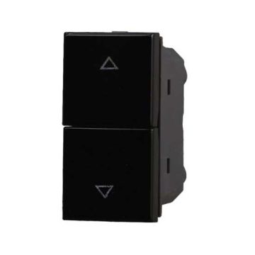 ETTROIT Double button 1P+1P NO roller shutter up and down compatible with Bticino Axolute black color Ettroit AN1202