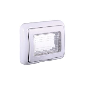 ETTROIT Plate with cover 3P IP55 hydrobox case compatible with Bticino Living white color - LB2703