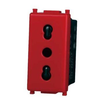Socket Italian compatible Vimar Plana 2P+T 10/16A 250V red color Ettroit EV2016