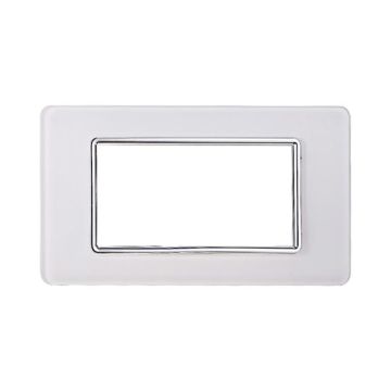 Compatible plate Vimar Plana 4 modules glass white color Ettroit EV84401