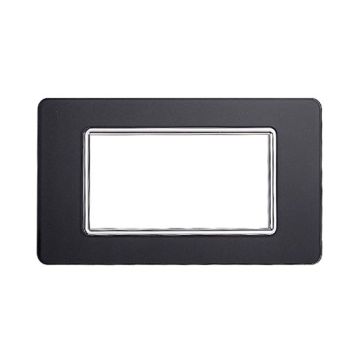 Compatible plate Vimar Plana 4 modules glass dark steel color Ettroit EV84410