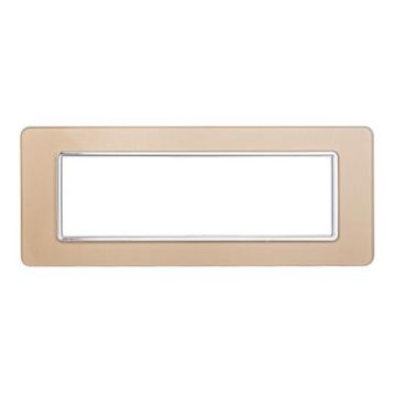 Compatible plate Vimar Plana 7 modules glass gold color