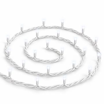 ETTROIT catena luminosa 100 LED 10 m, luce bianca, cavo bianco, flash bianco