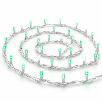 ETTROIT catena luminosa 100 LED 10 m, luce verde, cavo bianco, flash bianco